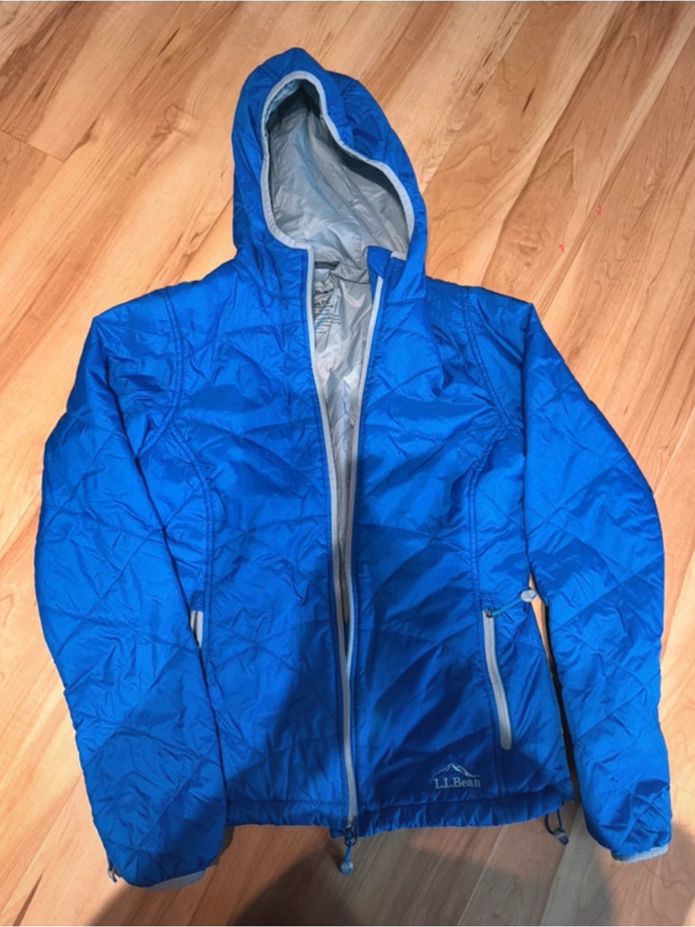 L.L. Bean Bright Blue Hooded Packable Puffer Jacket